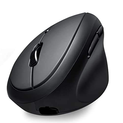 Perixx PERIMICE-819B Bluetooth Portable Vertical Mouse - Wireless 3-in-1 Multi-Device Spec - Silent-Click - Portable Compact Size - Black - Right Handed - style: Rechargeable 3-in-1