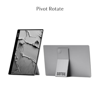 SOTSU FlipAction Go 14" Premium Portable Monitor | Tempered Glass Cover | FHD 1080p | 400 Nits | 100% sRGB | Pivoting Screen | USB-C & Mini HDMI | 5W Speakers | Lightweight | Robust yet Lightweight - color: Metallic Gray
