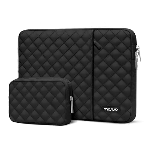 MOSISO Laptop Case 13.3 inch, 13-13.3 inch Laptop Sleeve, Black | Compatible with MacBook Neo/Air 13.6/Pro 13/Pro 14, HP Dell ASUS Lenovo, Square Quilted Vertical Bag with Pocket&Small Case - color: Black, size: 13.3 inch