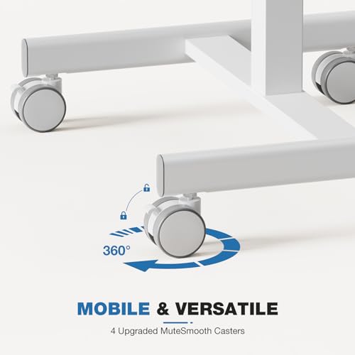 OLIXIS Mobile Rolling Desk with Wheels,Adjustable Laptop Desk, White | Adjustable Rolling Design Creates a Flexible Workspace for Home Office - color: White