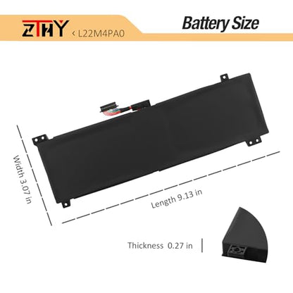 L22B4PA0 L22M4PA0 Laptop Battery for Lenovo Legion Slim 5-16APH8 5-16IRH8 | LOQ 15APH8 15IRH8 16APH8 16IRH8 IdeaPad 1-15IAU7 Series L22D4PA0 L22X4PA0 5B11N45957 SB11K38532 15.44V 60Wh - size: 9.13*3.07*0.27inch L22M4PA0