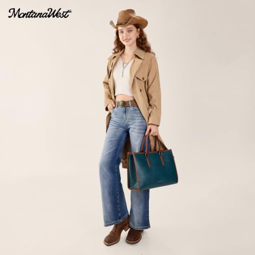 Montana West Laptop Tote Bag for Women 15.6 Inch Computer Bags Business Office Work Briefcase With Adjustable Shoulder Strap - color: Dark Blue