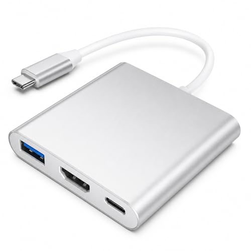 USB C Hub 3 in 1, 4K HDMI Adapter for Laptop, Type C to HDMI Multiport Adapter with USB 3.0 Port & 100W PD Charging, Aluminum USB C Dock for MacBook Pro/Air, iPad Pro, XPSl, HP, Samsung