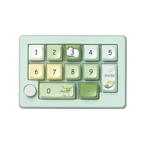 Mechanical Numpad with Knob,12Keys Mini Programmable Macro Pad Hot Swappable BT5.0/2.4Ghz/USB-C Wired Custom RGB Backlit Numeric Keypad for Lapotop/Office Copy/PC Gaming (Green)