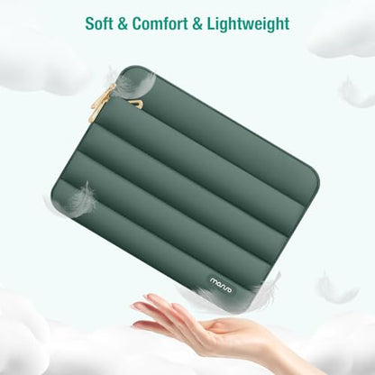 MOSISO Laptop Case 13.3 inch,13-13.3 inch Puffy Laptop Sleeve Compatible with MacBook Neo/Air 13.6 M5 M4 M3 M2 M1/Pro 13/14,HP Dell ASUS Lenovo,Polyester Horizontal Bag with Small Case,Emerald Green - color: Emerald Green, size: 13.3 inch