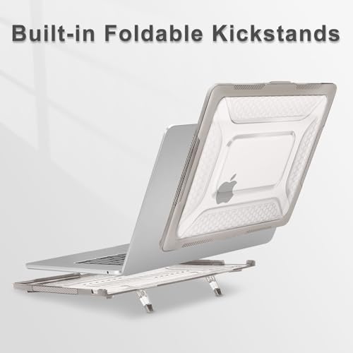 MOSISO Compatible with MacBook Air 15 inch Case M5 M4 M3 M2, Khaki | 2 in 1 Kit Honeycomb Shockproof Heavy Duty TPU Bumper Hard Case with Fold Kickstand for A3241 A3114 A2941 2026-2023 - color: Khaki