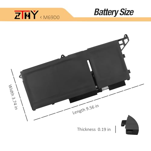 M69D0 293F1 Laptop Battery Replacement for Dell Latitude 5330 5430 5530 | 7330 7430 7530 Latitude 5330 2-in-1/7330 2-in-1/7430 2-in-1 Precision 3570 P104F P104F006 H4PVC Y86WG 11.25V 41Wh 3-Cell - size: 9.13*3.62*0.20 inch M69D0