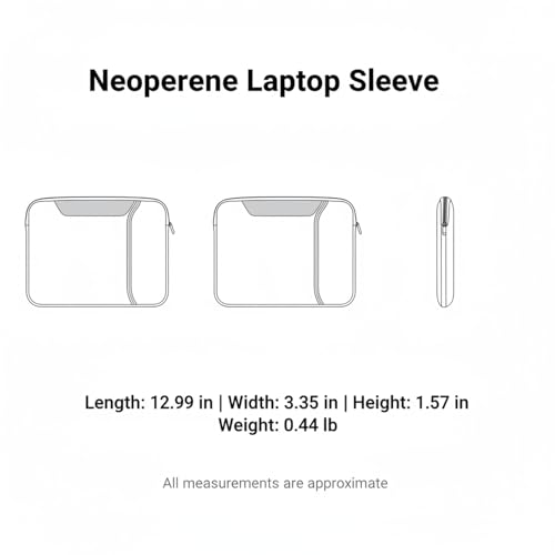 Neoprene Laptop Sleeve for 13-Inch Devices, Computer Case with Cushioned Padding and Moisture-Resistant Exterior for Daily Commute and Travel