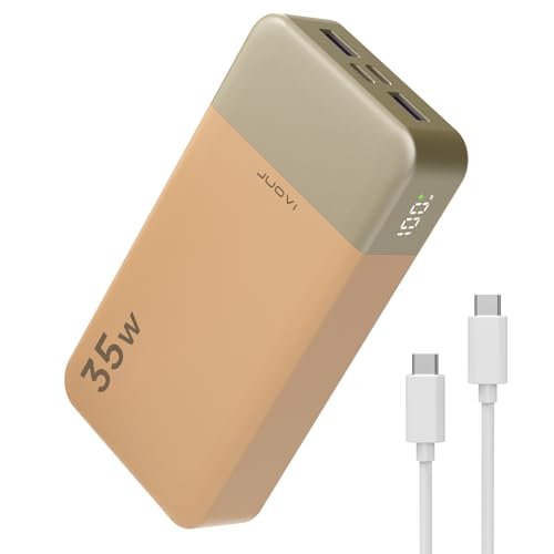 JUOVI Power Bank Portable Charger 20000mAh 35W Fast Charging，PD 3.0 QC 4.0 Phone Charger with LED Display, Travel Battery Pack 2 USB C 2 USB A Ports for iPhone 16/15/14 Series, Galaxy, iPad - color: 4 Outputs Orange