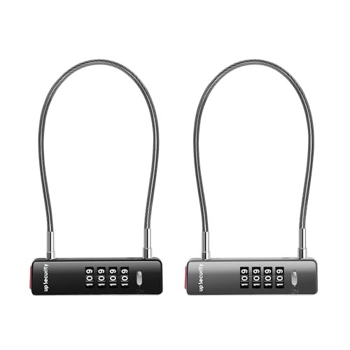 Cable Lock with Code, 4 Digit Combination Locks for Outdoor Fence Gate, Travel Luggage, Combo Padlock Wire U Locks for Cabinet, Kids Bike, Scooter (11.8"(30cm) Cable, Black+Grey) - color: Black+Grey, size: 11.8"(30cm) Cable