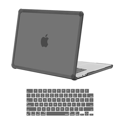 MOSISO Compatible with MacBook Air 15 inch Case M5 2026 M4 M3 M2 2025-2023 | A3448 A3241 A3114 A2941,Anti-Cracking,Heavy Duty Shock-Absorbing Hard Shell Case with TPU Bumper&Keyboard Cover, Smoke Gray - color: Smoke Gray