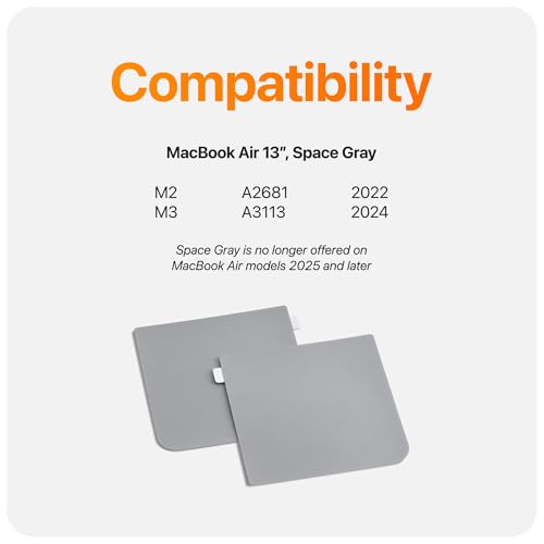 GhostShield Premium Palm Rest Protector Skin Cover Set, Scratches and Wear Protection, Compatible with MacBook Air 13" 2025 2024 2022 with M3 M2, A3113 A2681, Space Gray - color: Space Gray