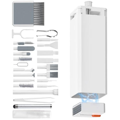 32-in-1 Keyboard Cleaning Kit iPhone Charging Port Speaker Cleaner | Multifunction Clean Tools for Airpods iPad MacBook Keyboard Earbuds Camera Computer Laptop Screen Electronics (White) - color: White