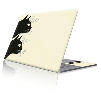 Reusable Universal Laptop Skin Sticker, Cut to Fit for 11.6–15.6 Inch Laptops, Waterproof Protective Film, No-Residue - Black Cats Peek - color: Black Cats Peek