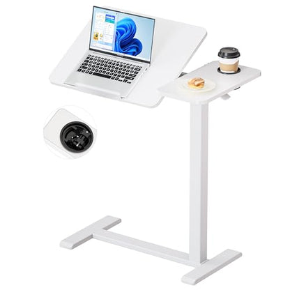 BZIUM Overbed Bedside Table with Hidden Wheels, Adjustable Medical Tilt Top Hospital Bed Table Over The Bed, Rolling Desk Mobile Standing Desk (31.5x15.8, White) - color: White, size: 31.5x15.8 Inch