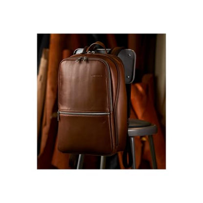 Samsonite Classic Leather Slim Backpack - color: Cognac