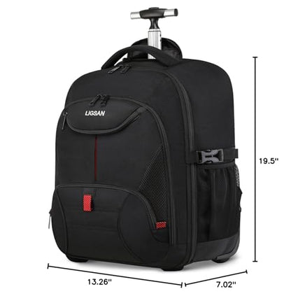 Rolling Backpack, Large Backpack with Wheels for Men Women Adults, 17inch Waterproof Wheeled Travel Laptop Backpack Carry on Luggage Bag Trolley Suitcase Business College School Computer Bookbag,Black - color: Black, size: 17 Inch