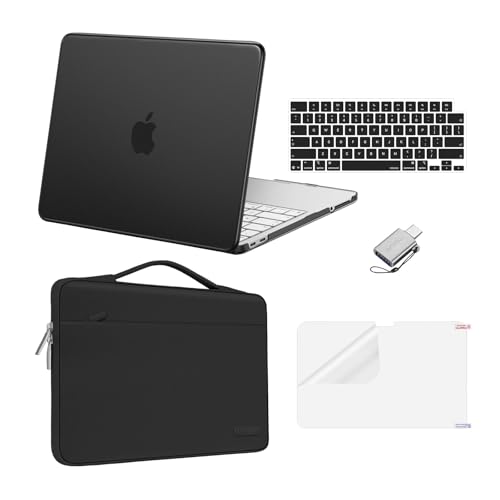 MOSISO Compatible with MacBook Neo Case 13 inch 2026 A3404 A18 Pro Chip | Crack & Scratch Resistant Hard Shell Case&360 Protective Sleeve Bag&Keyboard Cover&Screen Protector&Type C, Black - color: Black