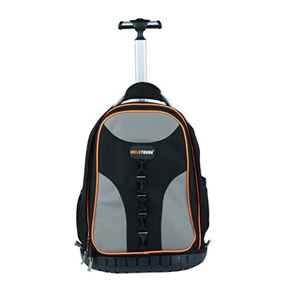 MELOTOUGH Wheeled Rolling Tool Backpack Heavy Duty for Tradesman | Heavy-Duty Water-Resistant 600D, 37 Pockets & Large Interior, Smooth Wheels & Telescoping Handle, Pro Tool Organizer - color: Grey