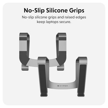 Hyper Hyperspace Ergonomic Laptop Stand for Desk — Durable Aluminum Laptop Stand for MacBooks & Devices up to 16" — 5.9" Fixed Height for Optimized Comfort & Cooling (Grey)