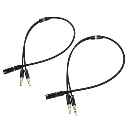 2pcs Headset Jack Adapter Cord Y Splitter Cable Male to Female Audio Extension for Laptops Mobile Phones Microphone Live Streaming Karaoke