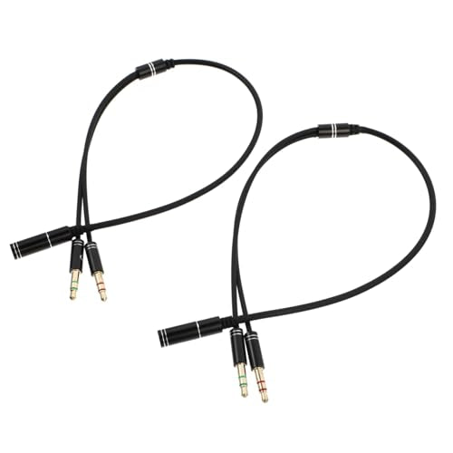 2pcs Headset Jack Adapter Cord Y Splitter Cable Male to Female Audio Extension for Laptops Mobile Phones Microphone Live Streaming Karaoke
