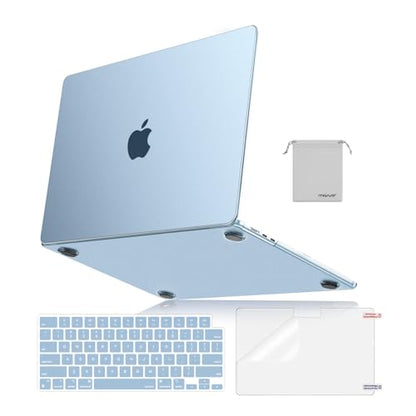 MOSISO Compatible with MacBook Air 15 inch Case M5 M4 M3 M2, Sky Blue Clear | 4 in 1 Kit Seamlessly Closes Anti-Fingerprints Matte Hard Shell Cover for 2026-2023 A3448 A3241 A3114 A294 - color: Sky Blue Clear