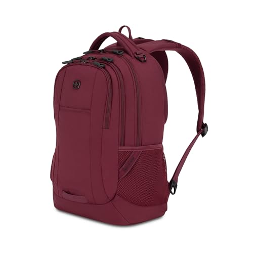 SWISSGEAR Cecil Laptop Backpack, Fits Most 16-Inch Laptops, Three-Compartment Design, Airflow Back Panel, Merlot, 27.3L, 18-Inch - color: Merlot