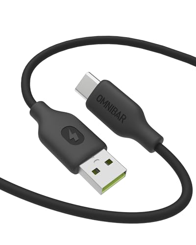USB A to USB C Cable 6FT, Soft Silicone Type C Charger Cord, Black | Tangle-Free Design, Supports Android Auto & Apple CarPlay, for iPhone 17/16, Galaxy S26/S25, iPad, MacBook, Earbuds, Speakers - color: A to C Silicone Black