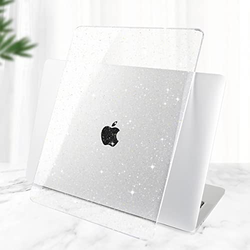 DONGKE for MacBook Air 13 inch Case 2021-2018 Release A2337 M1 A2179 A1932, Bling Plastic Hard Shell Case & Keyboard Cover Only Compatible with MacBook Air 13 inch Retina Fits Touch ID, Sparkly Clear - color: Sparkly Clear