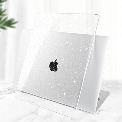 DONGKE for MacBook Air 13 inch Case 2021-2018 Release A2337 M1 A2179 A1932, Bling Plastic Hard Shell Case & Keyboard Cover Only Compatible with MacBook Air 13 inch Retina Fits Touch ID, Sparkly Clear - color: Sparkly Clear