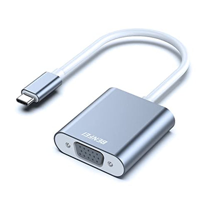 BENFEI USB C to VGA Adapter, Thunderbolt 3/4 to VGA Adapter Compatible with iPhone 15 Pro/Max, MacBook Pro/Air 2023, iPad Pro, iMac, S23, XPS 17, Surface Book 3 and More [Aluminium Shell,Grey] - color: Grey