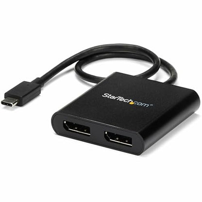 StarTech USB-C to Dual DisplayPort 1.2 MST Hub, 4K 30Hz/1080p 60Hz | Dual DP laptop display extender and splitter, DP Alt Mode 1.2 HBR2 MST, Built-in cable, TB3/TB4/USB4, Windows - size: 2x DP 1.2