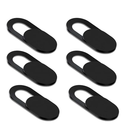 [6 Pack] Webcam Cover Slide 0.027in Ultra Thin Web Camera Cover fits Laptop, Desktop, PC, Macboook Pro, iMac, Mac mini, Computer, Smartphone,Protect Your Privacy and Security,Strong Adhensive-Black