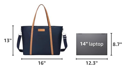 BUG Lightweight Women Laptop Tote Bag for Work, Casual Handbag for Travel Beach College Teacher - color: Navy Blue