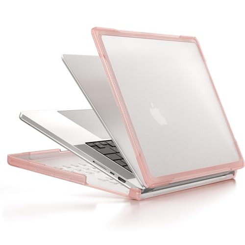 Batianda Ultimate Shockproof Case for MacBook Pro 14 Inch 2026-2021, Pink | Fits M5/M4/M3/M2/M1 Pro Max Chip Model, Heavy Duty Matte Translucent Rugged Protective Shell with Carbon Fiber Side Texture - color: X-Peach Pink