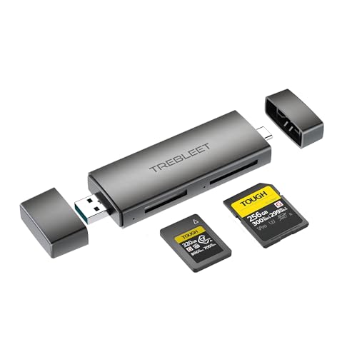 CFexpress Type A and SD UHS-II Dual-Slot Memory Card Reader, USB 3.2 10Gbps 2 in 1 USB C & USB A Port, OTG for iPhone 15 Pro/16 Pro/iPad Pro/PC/Laptop/Smart Phone/Tablet