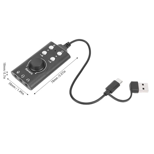 Tangxi USB/USB C to 3.5mm Audio Jack Adapter, External Stereo Sound Card with Volume Control, Virtual 7.1 Surround Sound, Bluetooth 5.0, Plug and Play
