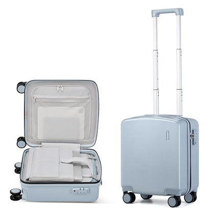 Hanke 16 Inch Underseat Small Carry On Luggage, Hard Shell with TSA Lock | PC Hard Shell, 14" Padded Laptop Pocket, Multi-Compartment, 8 Spinner Wheels, Lightweight, Short Trip - color: Grey, size: 16 Inch