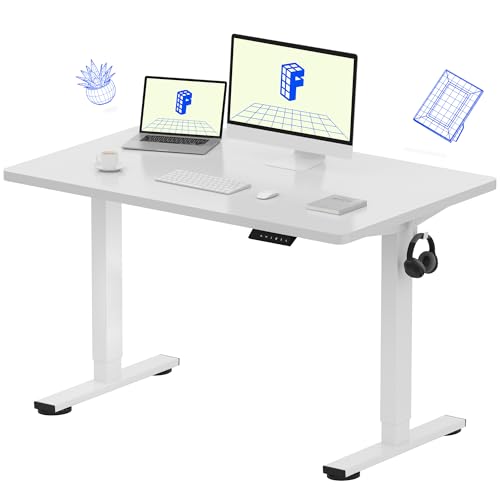 FLEXISPOT EN1 48"x30" One-Piece Standing Desk, White | 1" Thick Seamless Desktop, 176 LBS Capacity, Home Office Use, 4 Memory Presets, Dual Monitor Setup, Anti-Collision Protection - color: White (White Frame), size: 47.6 x 29.5 in