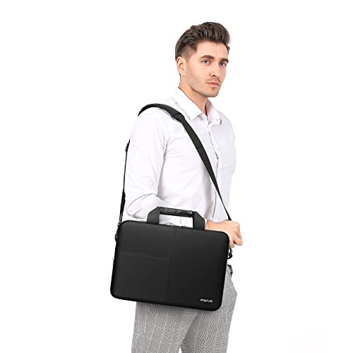 MOSISO Laptop Shoulder Bag for Men, Laptop Bags | Compatible with MacBook Neo 13/Air 13 13.6/Pro,HP Dell ASUS, Briefcase Sleeve Bag with Trolley Sleeve & Front 3 Pockets,Black