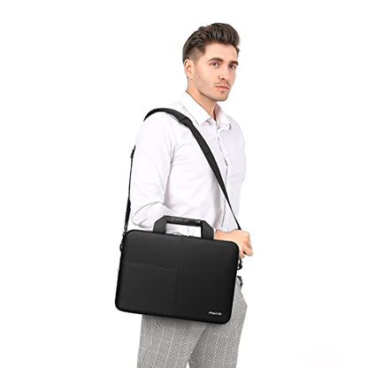 MOSISO Laptop Shoulder Bag for Men, Laptop Bags | Compatible with MacBook Neo 13/Air 13 13.6/Pro,HP Dell ASUS, Briefcase Sleeve Bag with Trolley Sleeve & Front 3 Pockets,Black
