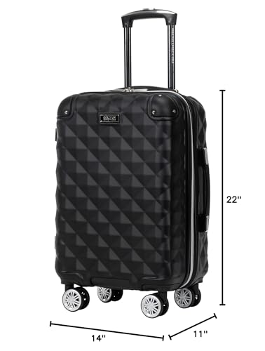 Kenneth Cole REACTION Diamond Tower Collection Lightweight Hardside Expandable 8-Wheel Spinner Travel Luggage, Black, 3-Piece Set (20", 24", & 28") - color: Black, size: 3-Piece Set (20", 24", & 28")