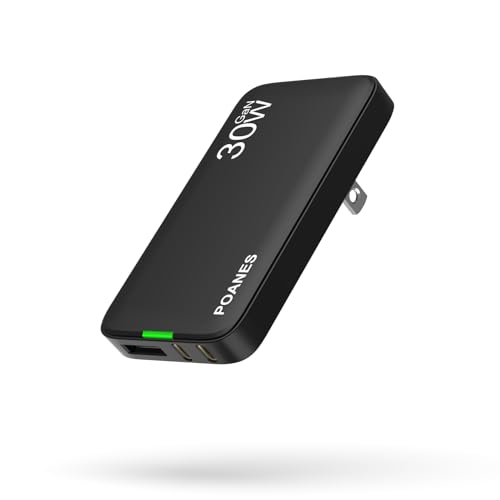 Flat USB C Wall Charger 30W, 3 Ports Ultra-Slim PD Block Fast Charging USB C Wall Charger with Foldable Plug for iPad/Pro, iPhone 15/14/13/XR/Pro Max, Galaxy S23,S22 etc (Black-30W) - color: Black, size: 30W