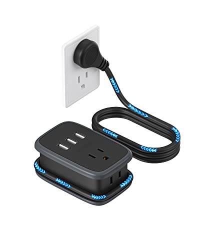 NTONPOWER Travel Power Strip with USB Ports, Portable Small Power Strip with 3FT Wrapped Flat Plug Extension Cord, 2 Outlets 3 USB Ports, Non Surge Protector for Cruise Ship Hotel Black - size: 2 Outlets 3 USB-A