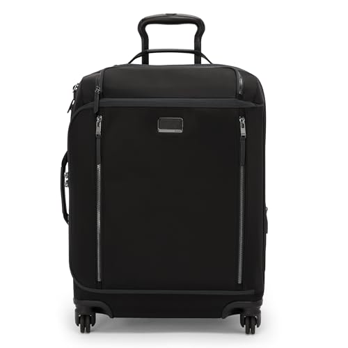 TUMI - Voyageur Leger 4 Wheeled Luggage - Women's Lightweight and Spacious, Sleek Silhouette, Durable Premium Suitcase - 21.8" Large Dual Access Expandable Carry On, Black with Gunmetal Hardware - color: BLACK/GUNMETAL, style: 21.8" Continental Expandable