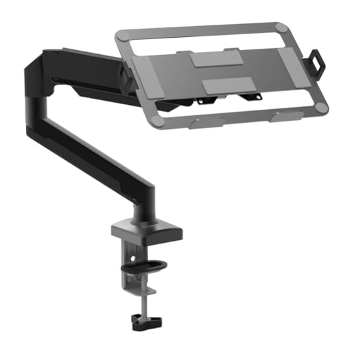 Laptop Arm Mount Adjustable Laptop Desk Mount 2-9kg Gas Spring Arm Up to 17.3 Inch Laptop Holder Tray Desktop Stand Clamp-on(Black) - color: Black