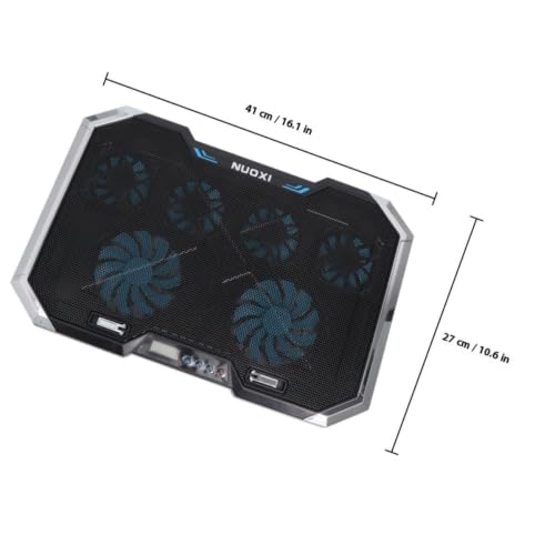 Luxshiny Silent Laptop Cooling Pad with RGB Lighting Effects with 6 Fans and Adjustable Height Stand, USB Cooler Dual USB Ports, and Iron Hollowed Shell for Gaming and Office Laptops