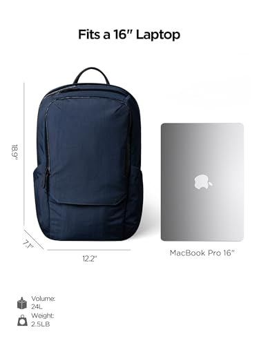 ALPAKA Elements Backpack Pro 24L Laptop Backpack Moonlight Blue | Fits 16-inch Laptop with Dual Bottle Pockets, Weather-Resistant Fabric Axoflux 400D, Travel Backpack for Men Work College - color: Moonlight Blue