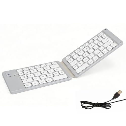 LICAEVEY Foldable Bluetooth Keyboard, Slim Portable Wireless Dual Mode with Silent Operation and Soft Keystrokes, for Smartphones Tablets Laptops Desktop Travel Outdoor Work (White)